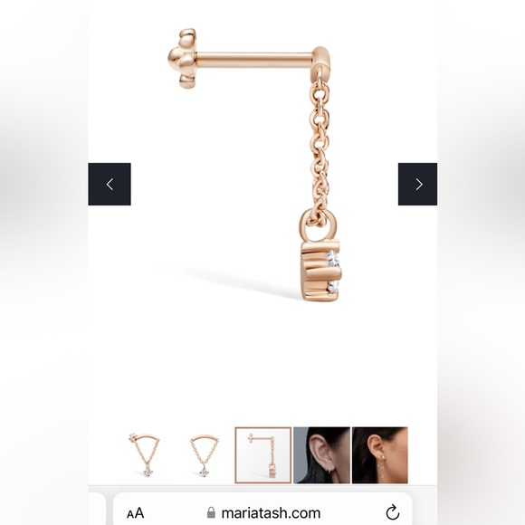 SOLD!! Maria Tash Prong Set Diamond Drape Threaded Stud Earring - Picture 3 of 12